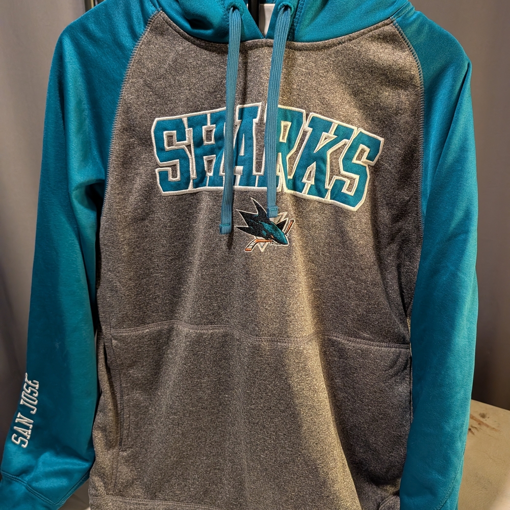 NHL San Jose Sharks Teal and Gray Hoodie Large